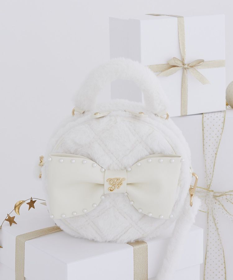 Maison de FLEUR「フェイクファーパールリボンラウンドバッグ」|ハンドバッグ|