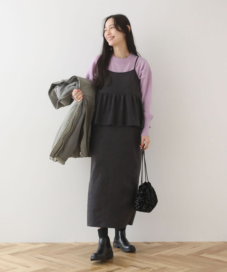 Green Parks「スウェードポンチペプラムキャミワンピース」|ワンピース|