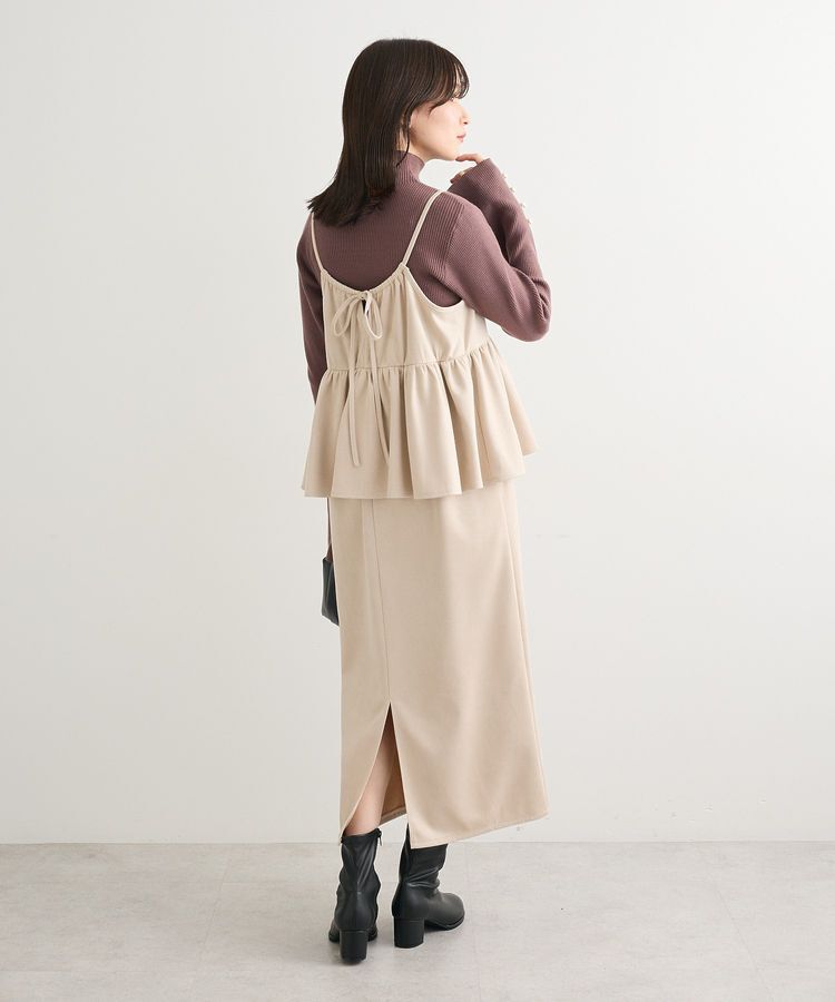 Green Parks「スウェードポンチペプラムキャミワンピース」|ワンピース|