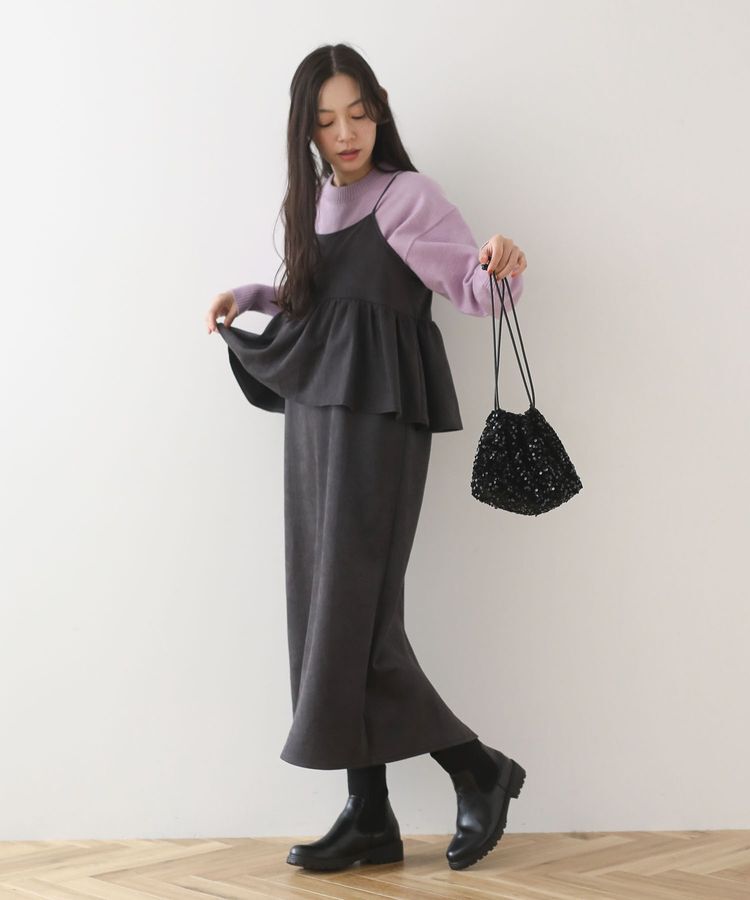 Green Parks「スウェードポンチペプラムキャミワンピース」|ワンピース|