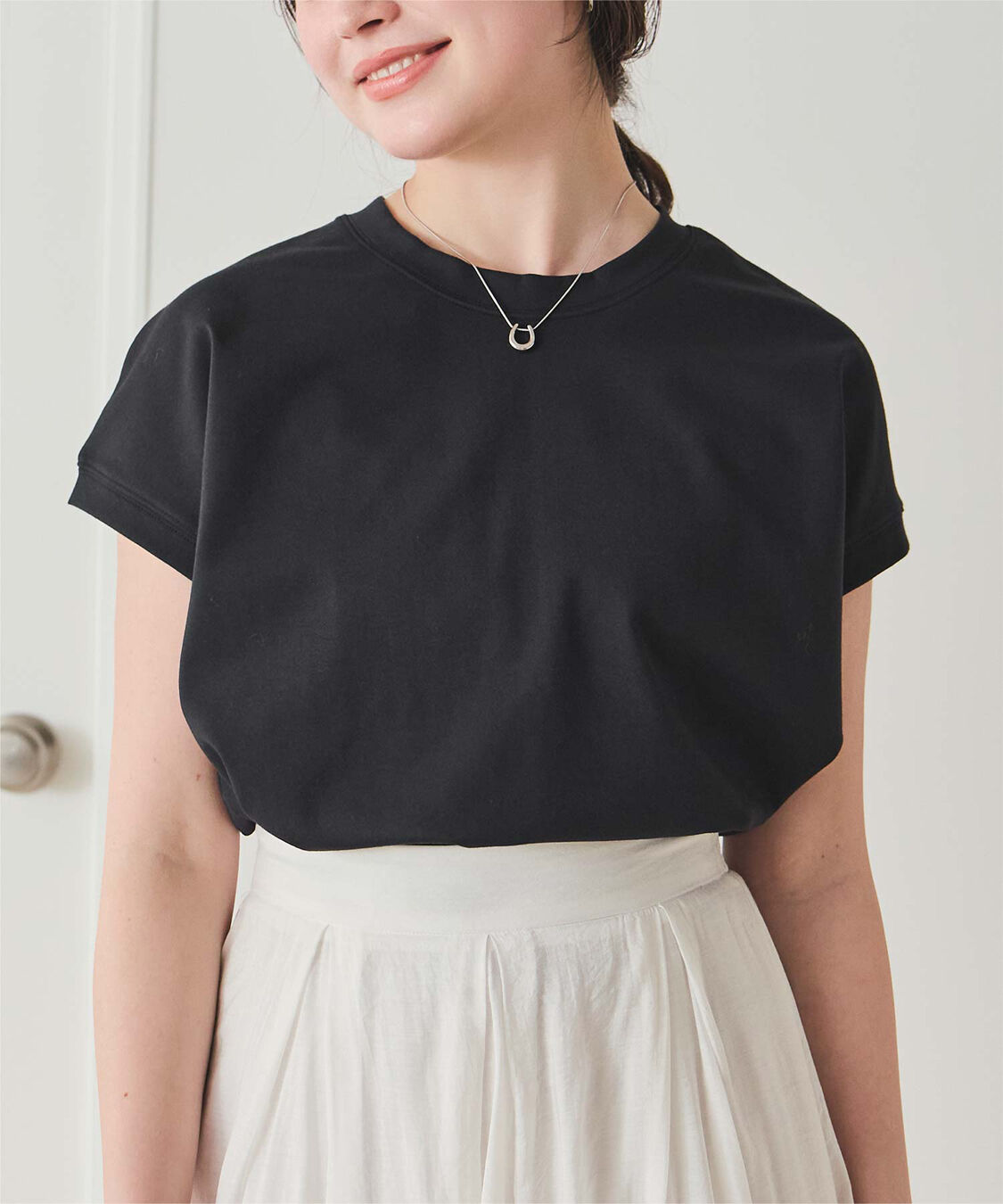 titivate「機能性カットソーフレンチスリーブトップス」|Tシャツ・カットソー|ブラック