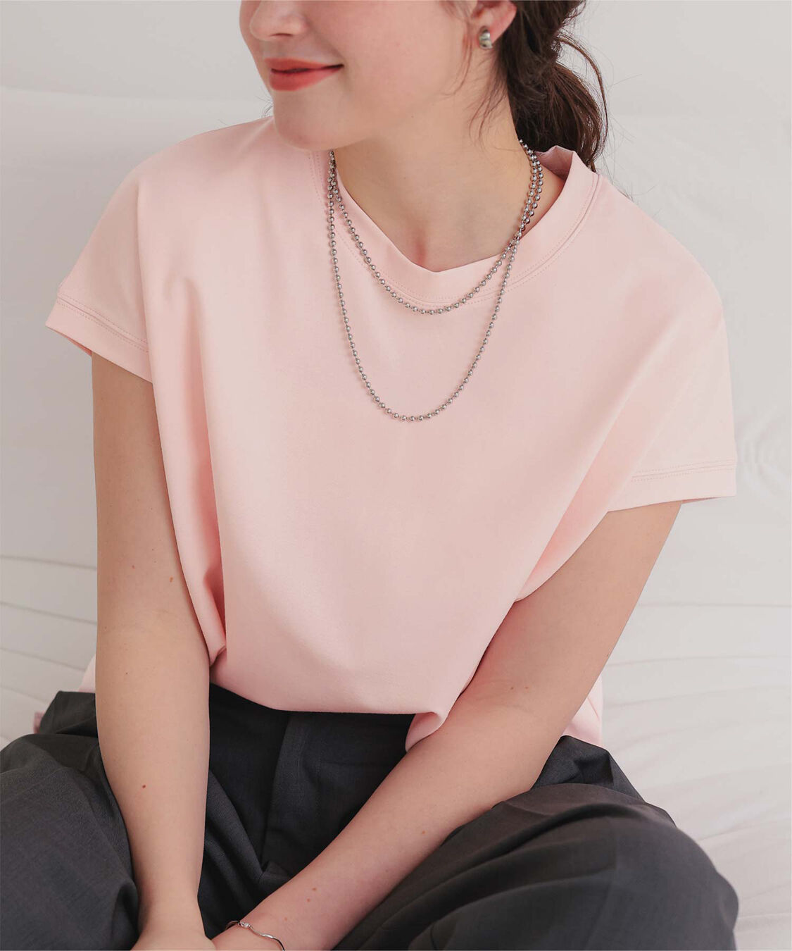 titivate「機能性カットソーフレンチスリーブトップス」|Tシャツ・カットソー|