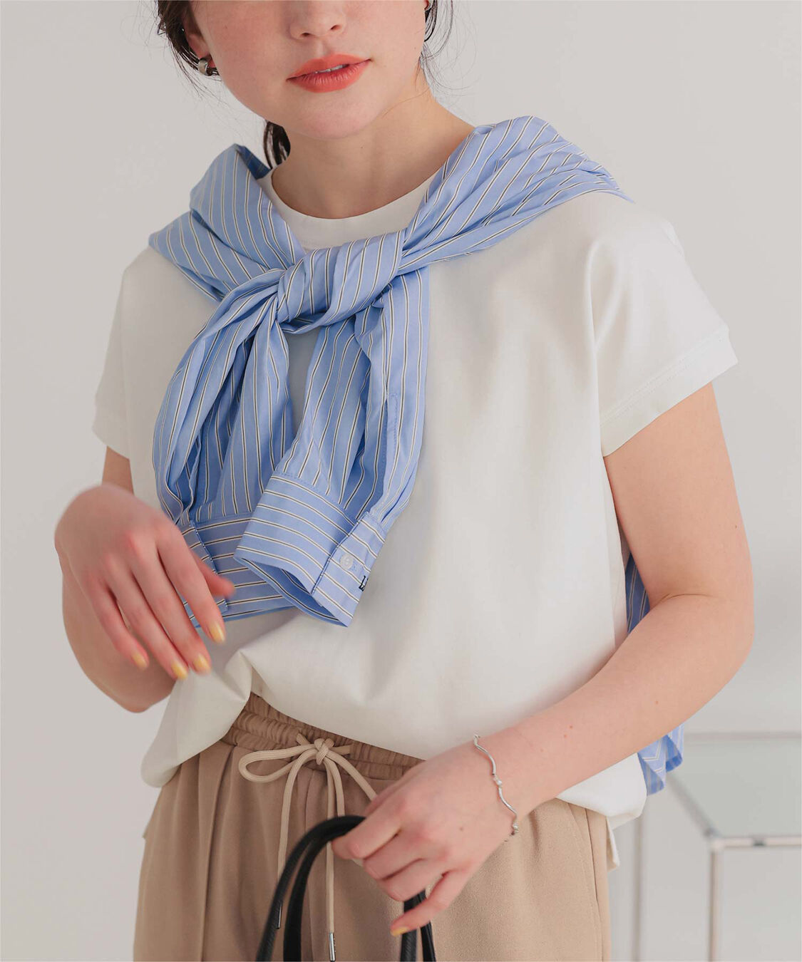 titivate「機能性カットソーフレンチスリーブトップス」|Tシャツ・カットソー|ホワイト