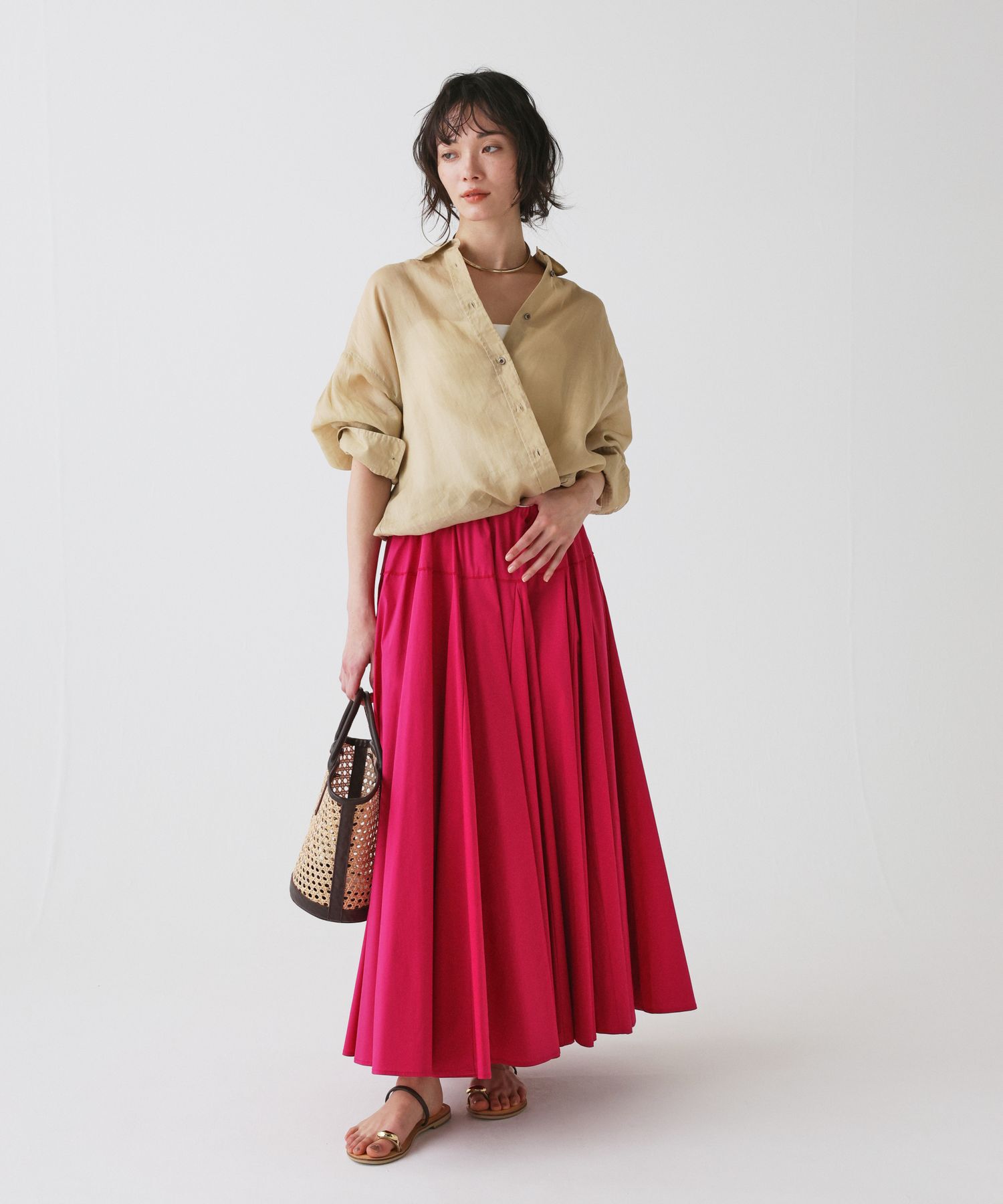 BABYLONE「コットンミディフレアスカート」|スカート|