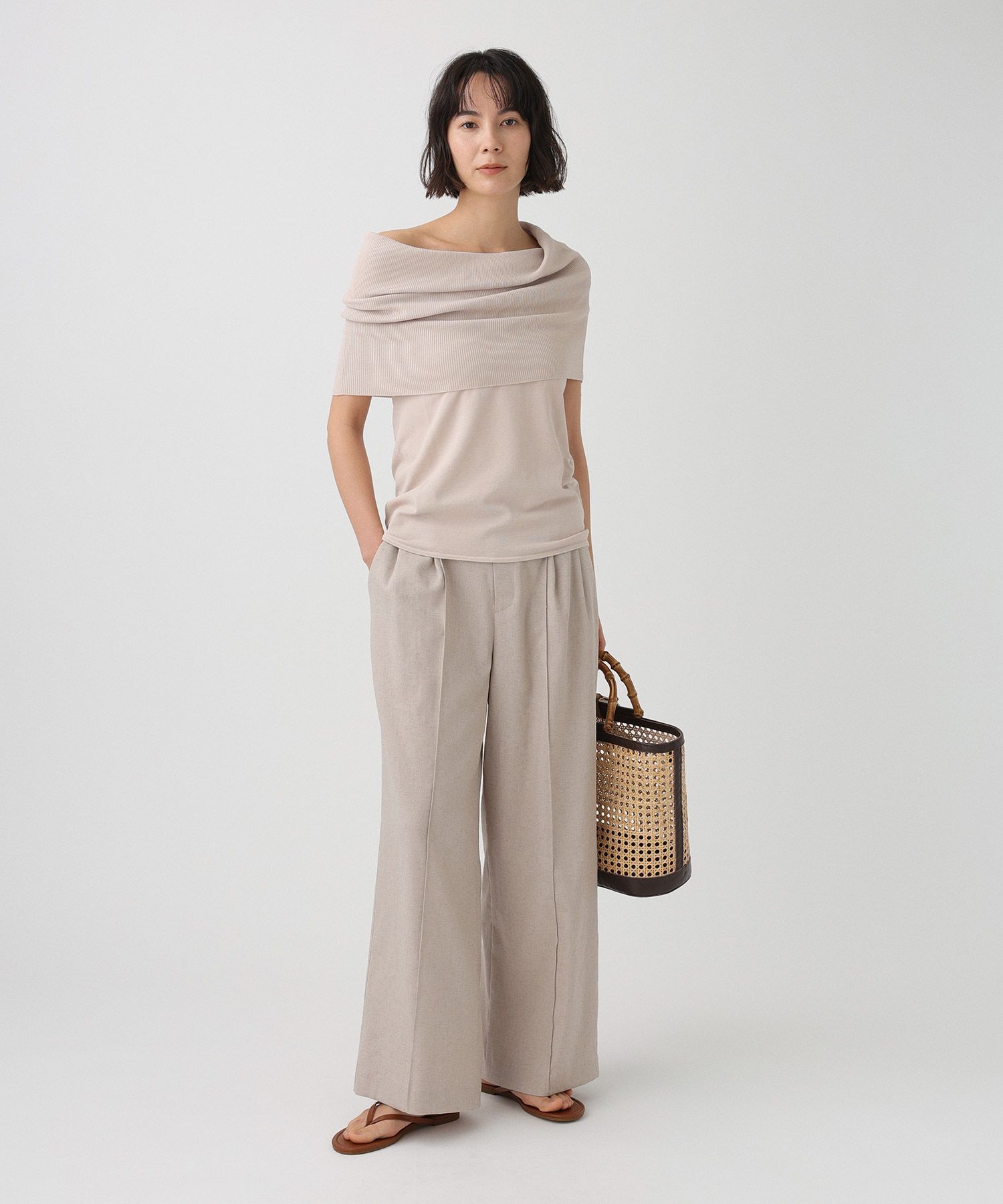 BABYLONE「【多機能素材】リネンライクパンツ」|スラックス|