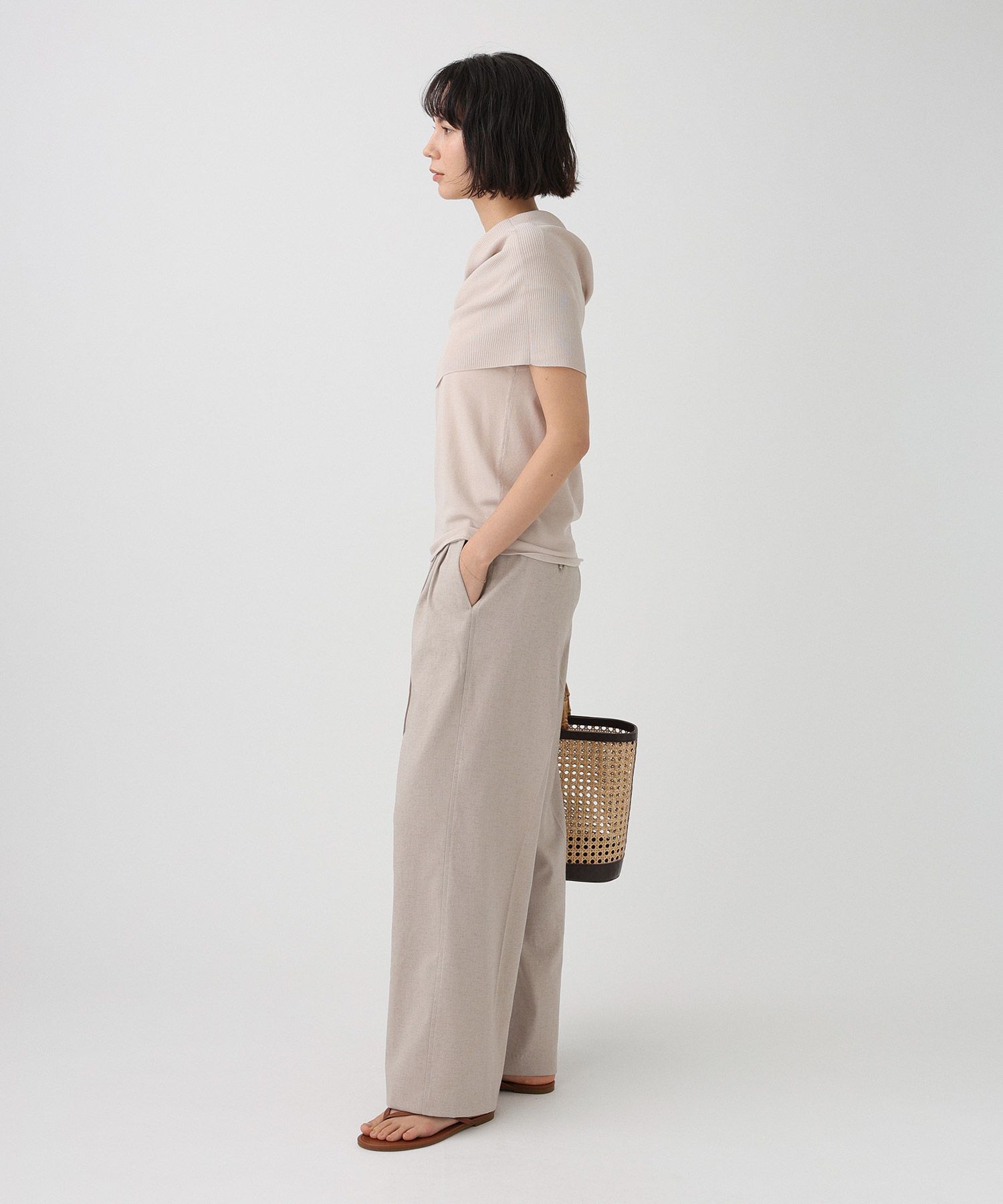 BABYLONE「【多機能素材】リネンライクパンツ」|スラックス|