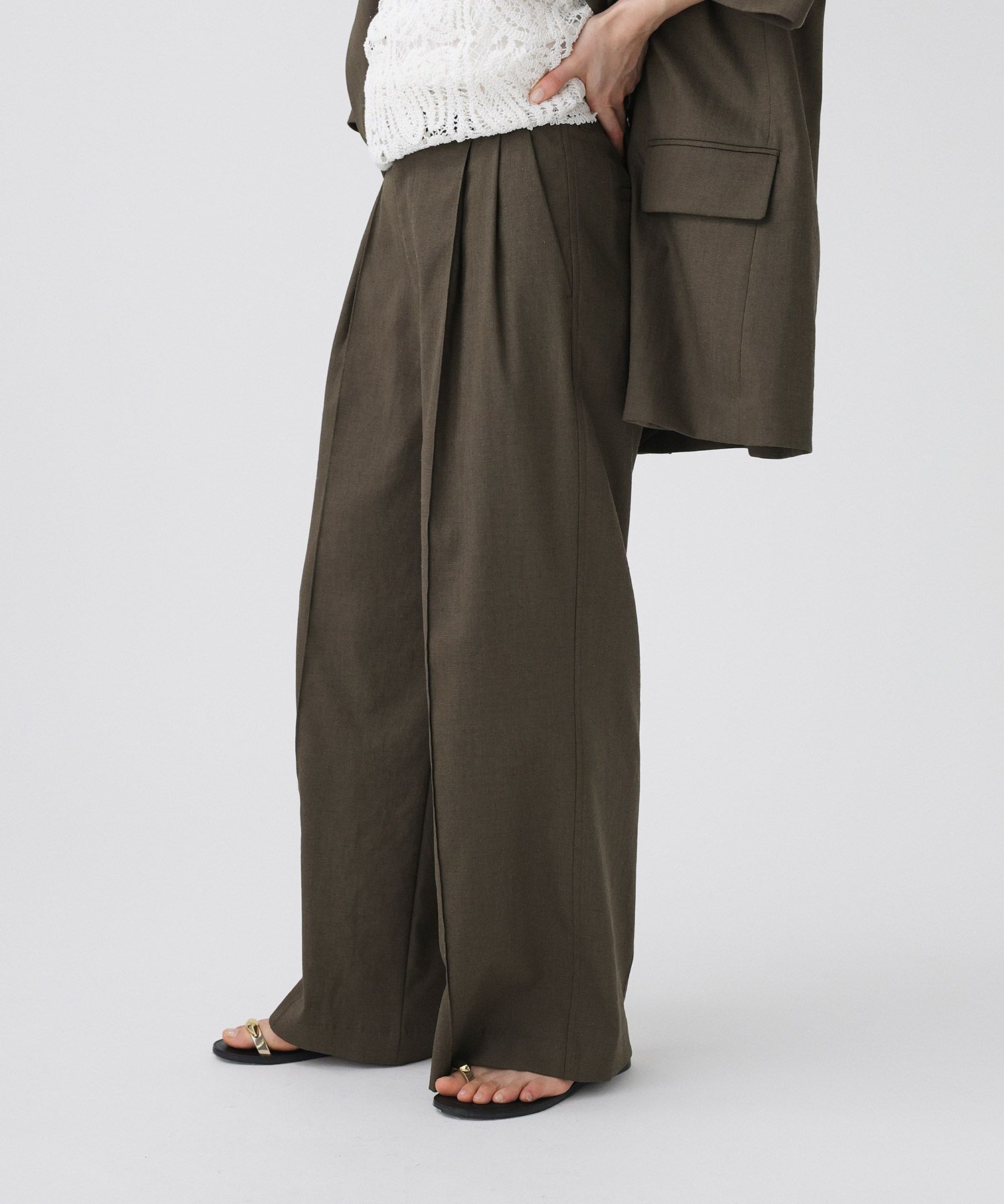 BABYLONE「【多機能素材】リネンライクパンツ」|スラックス|