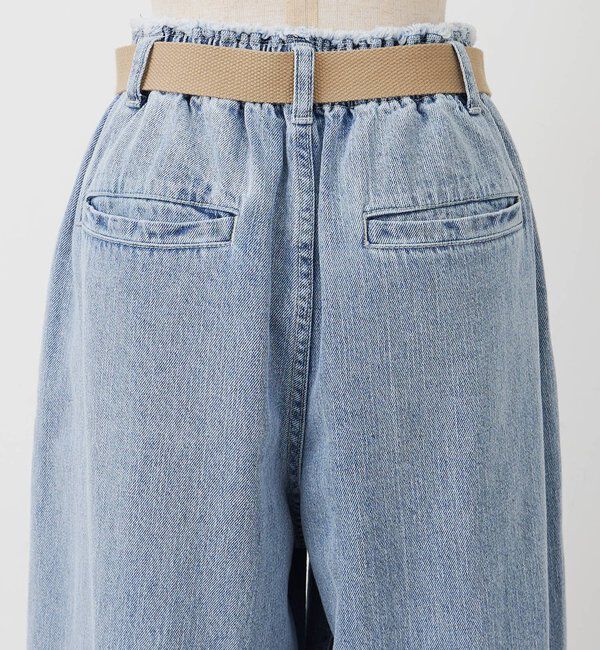  「ベルト付き綿麻デニムパンツ」|デニム|