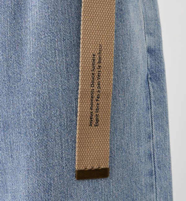  「ベルト付き綿麻デニムパンツ」|デニム|