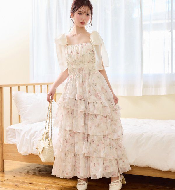  「肩リボンティアードキャミワンピ」|ワンピース|ピンク系その他