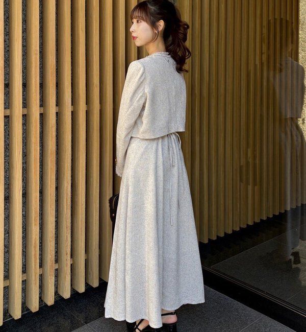  「【miyabi企画】パール釦ツイードノーカラージャケット」|テーラードジャケット|