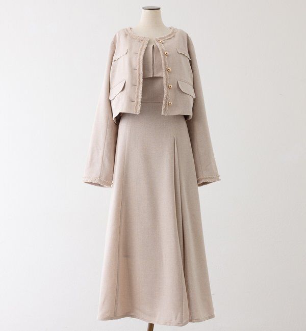  「【miyabi企画】パール釦ツイードノーカラージャケット」|テーラードジャケット|