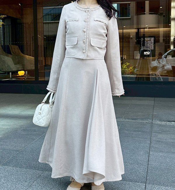  「【miyabi企画】パール釦ツイードノーカラージャケット」|テーラードジャケット|