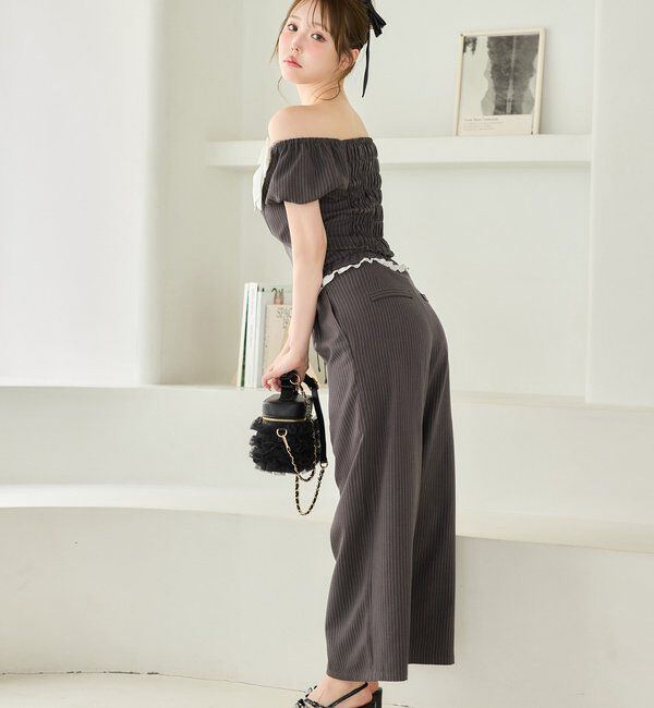  「【Black Ribbon Collection】ウエストフリルスラックス」|その他|