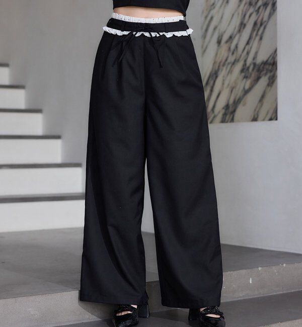  「【Black Ribbon Collection】ウエストフリルスラックス」|その他|ブラック