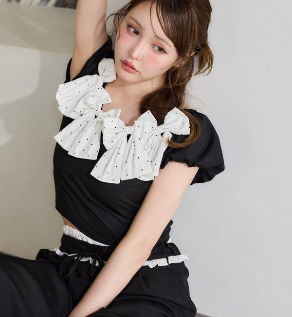  「【Black Ribbon Collection】ウエストフリルスラックス」|その他|