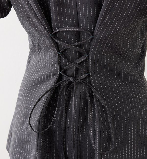  「【セットアップ可能】レースアップ半袖ジャケット／SMサイズ」|ダウンベスト・ベスト|