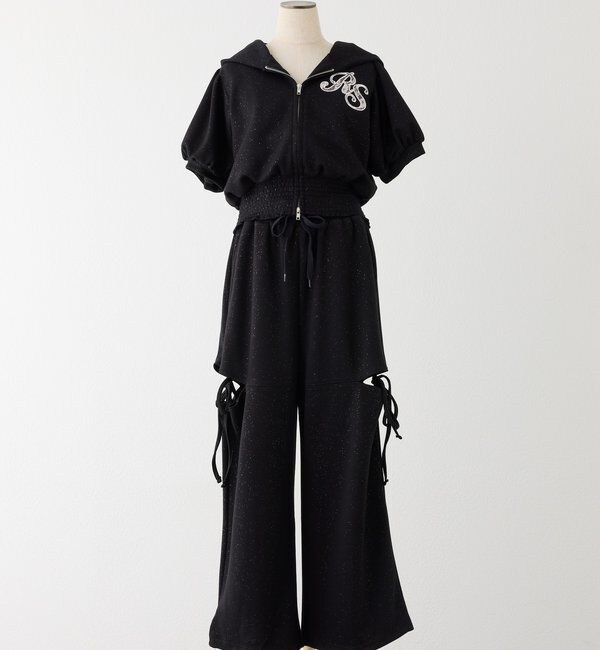  「【セットアップ可能】ロゴ刺繍半袖パーカー」|プルオーバー|