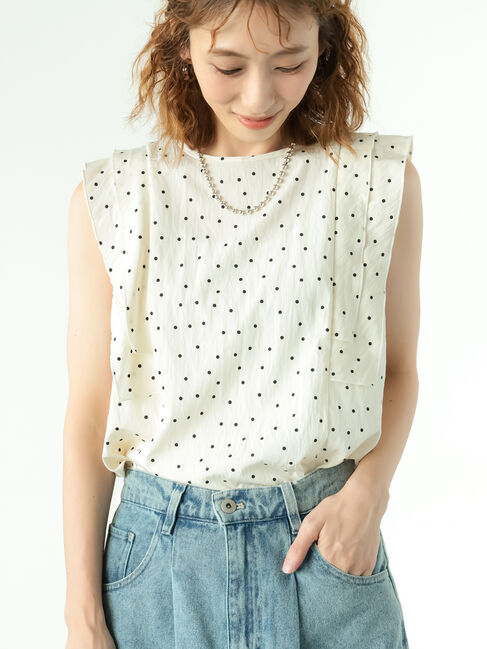 Lugnoncure「ドット柄バックリボンフリルブラウス」|シャツ・ブラウス|キナリ