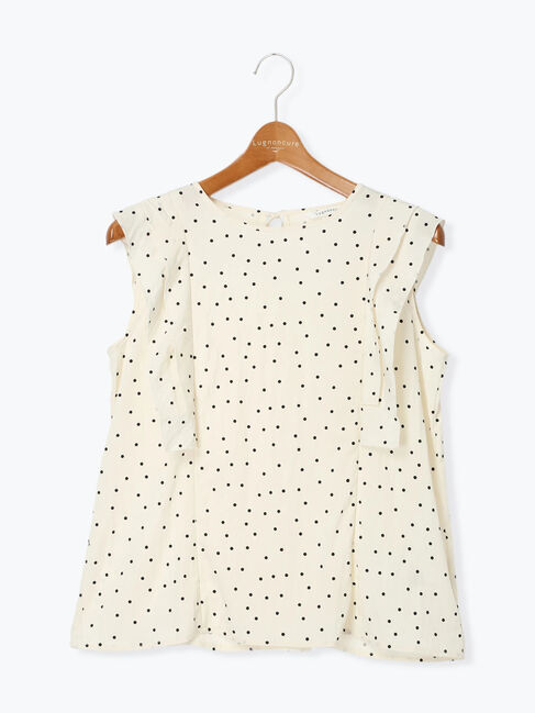 Lugnoncure「ドット柄バックリボンフリルブラウス」|シャツ・ブラウス|