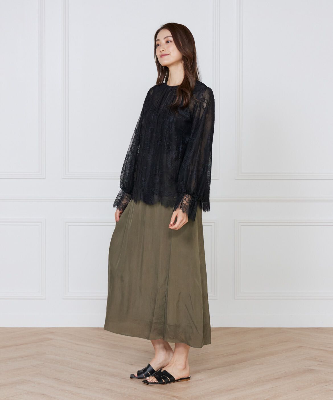 INED「キュプラフィブリルフレアスカート」|スカート|