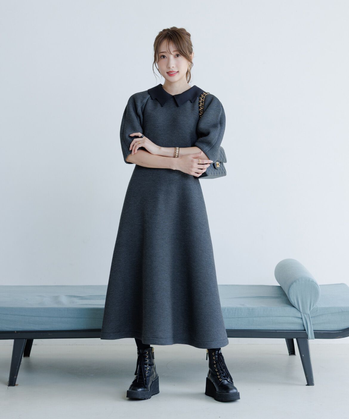 Maglie le cassetto「《M Maglie le cassetto&times;冨張愛》ｴﾚﾓｰﾄﾞ&ldquo;美映えｸﾞﾚｰﾀﾞﾝﾎﾞｰ  」|ワンピース|