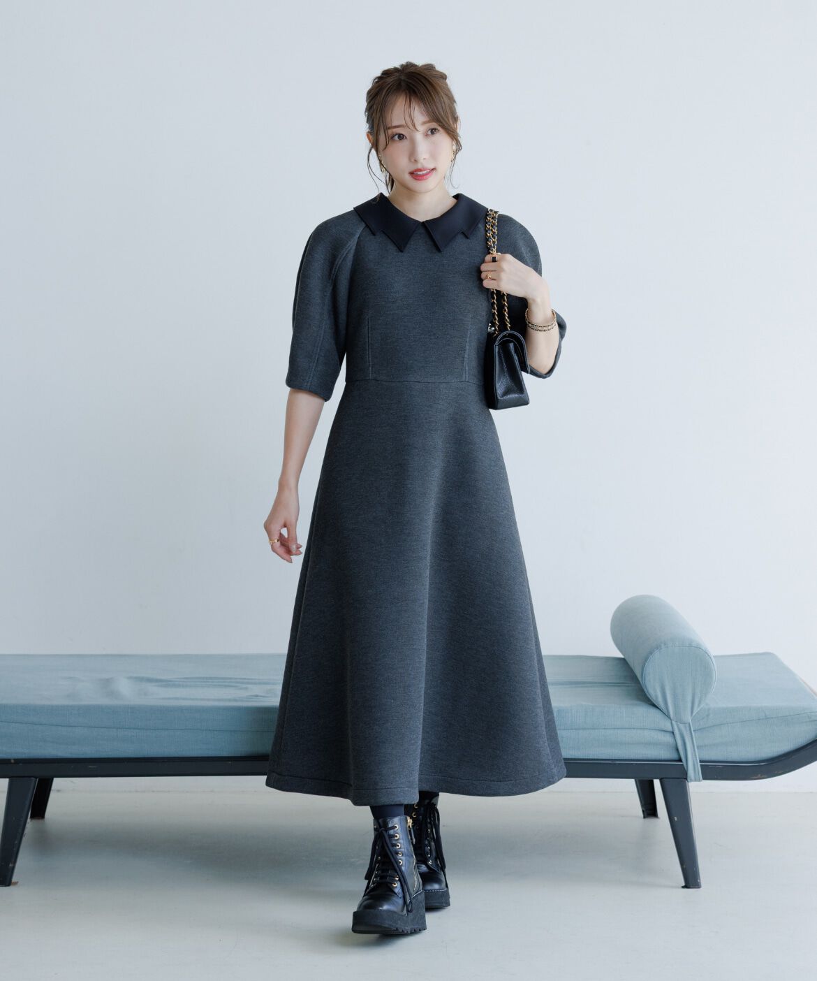 Maglie le cassetto「《M Maglie le cassetto&times;冨張愛》ｴﾚﾓｰﾄﾞ&ldquo;美映えｸﾞﾚｰﾀﾞﾝﾎﾞｰ  」|ワンピース|