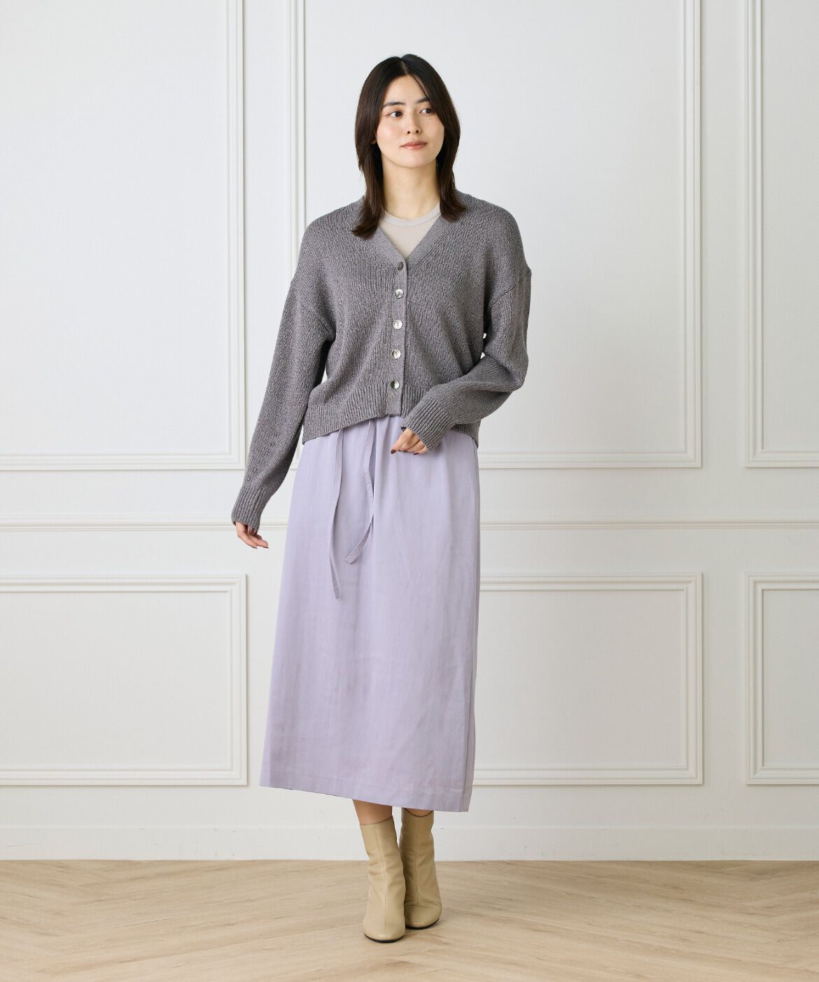 Le Souk「《大きいサイズ》細タイベルト付きAラインスカート」|タイト|