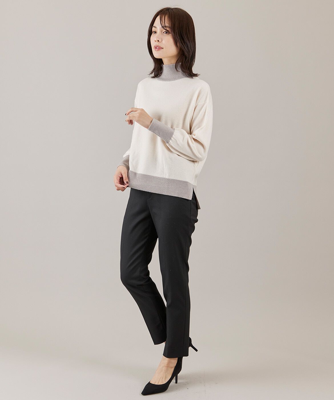 INED「ウール100%ハイネックニット」|ニット・セーター|