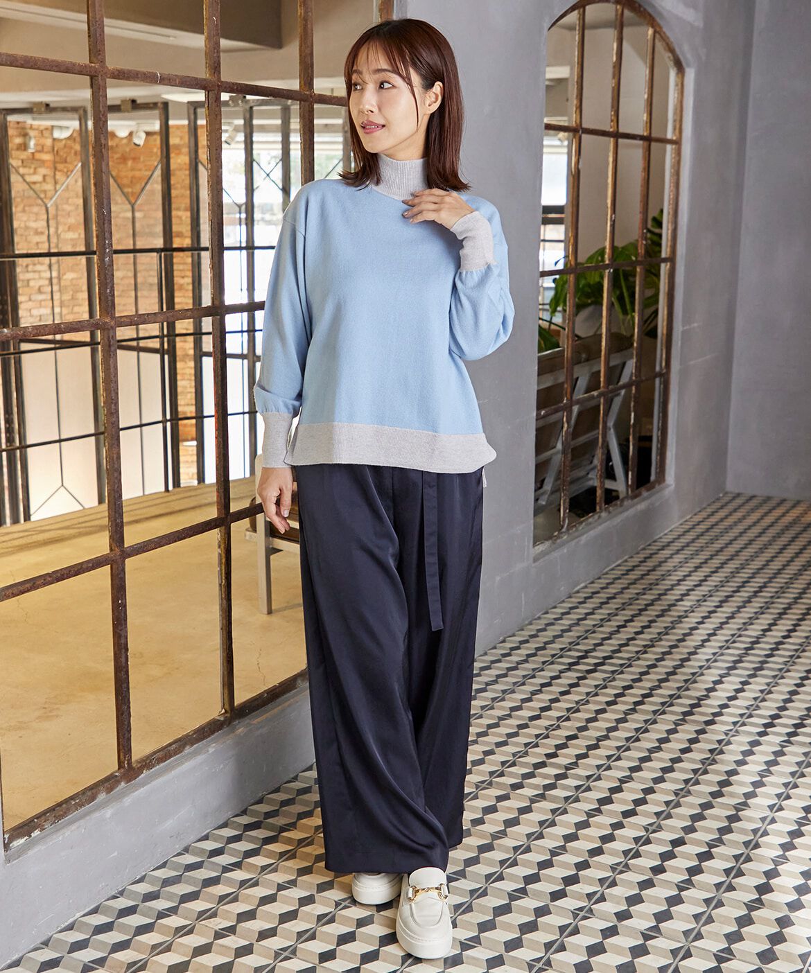 INED「ウール100%ハイネックニット」|ニット・セーター|