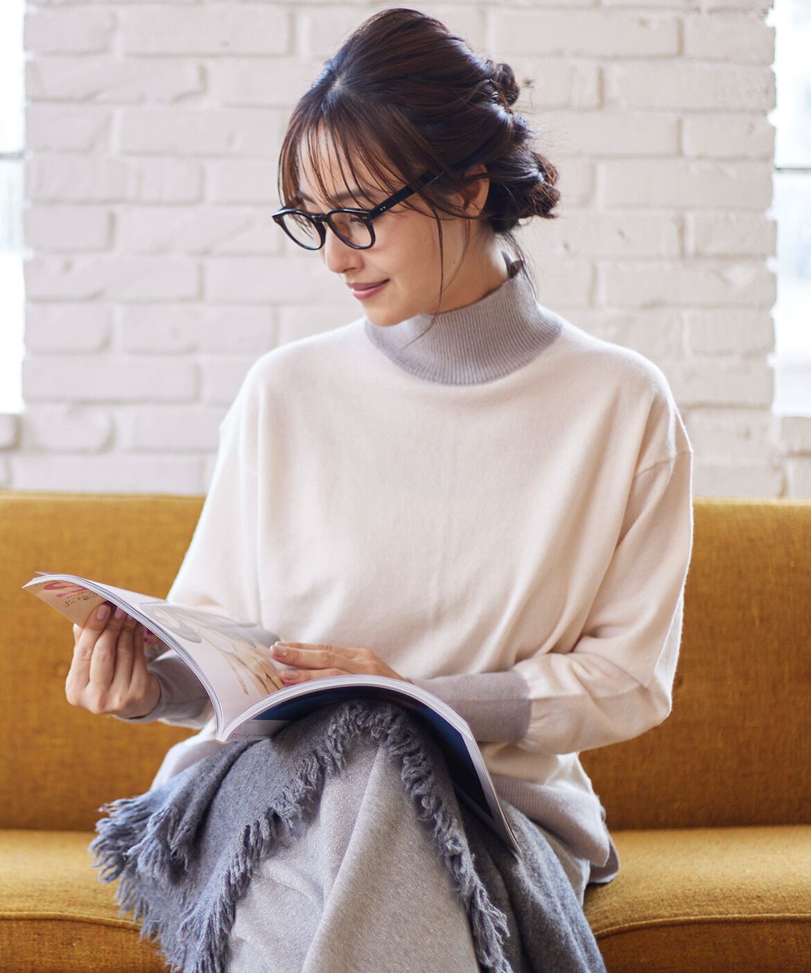 INED「ウール100%ハイネックニット」|ニット・セーター|オフホワイト1