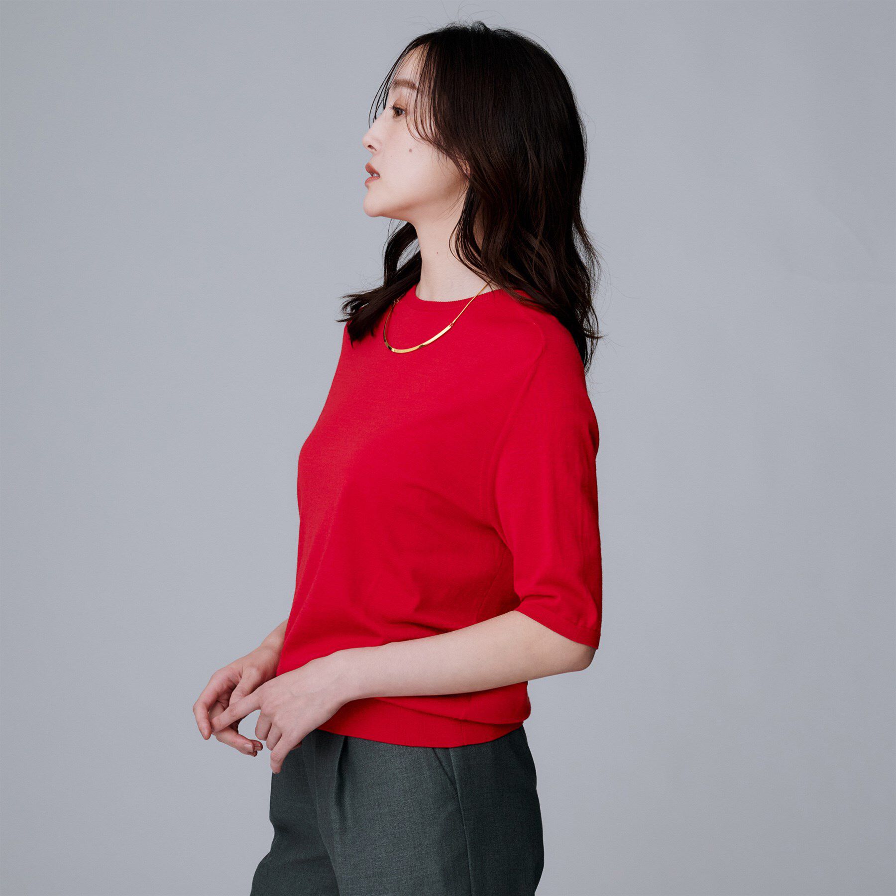 UNTITLED「【アンサンブル可/六分袖/洗える】ウールシルクニット」|ニット・セーター|