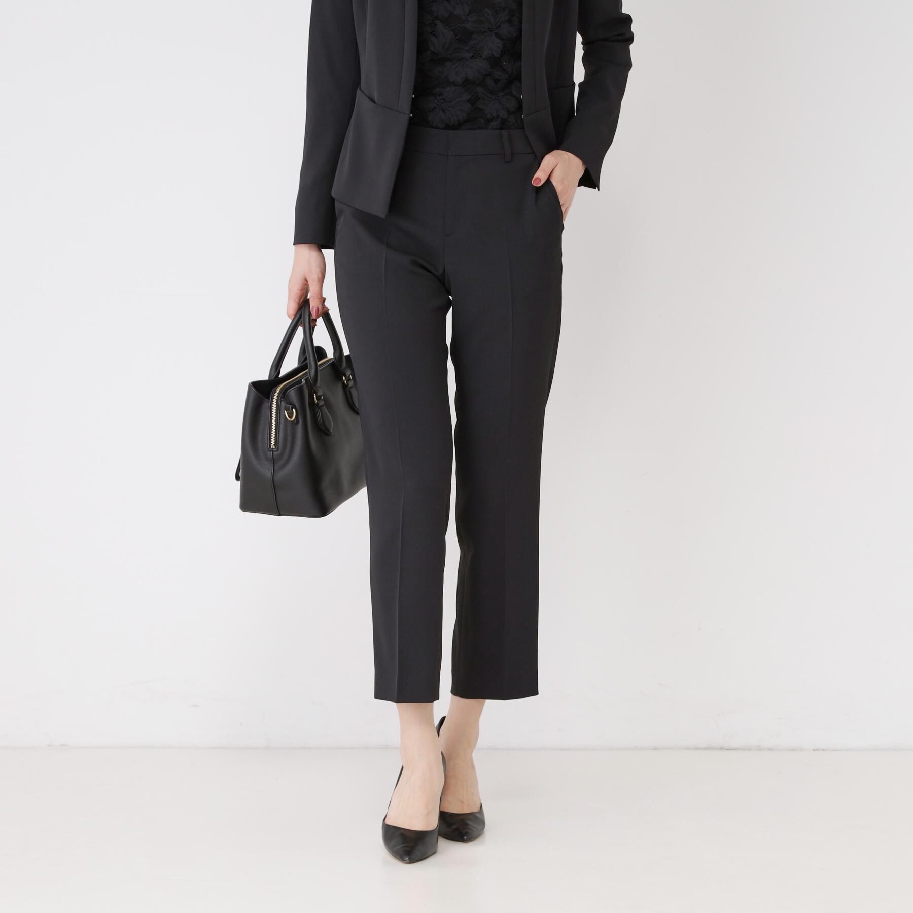 COUP DE CHANCE「【手洗い可／日本製／スーツ可】センタープレステーパードパンツ」|その他|ブラック(019)