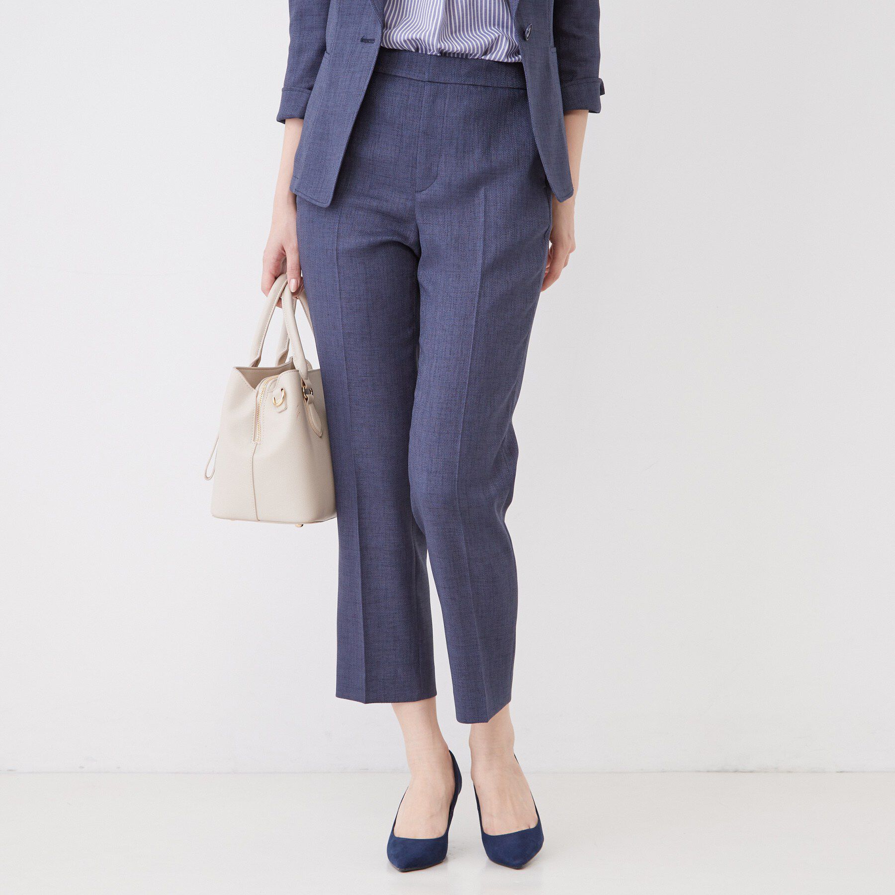 COUP DE CHANCE「【手洗い可／日本製／セットアップ可】リネンライクテーパードパンツ」|その他|ブルー(092)