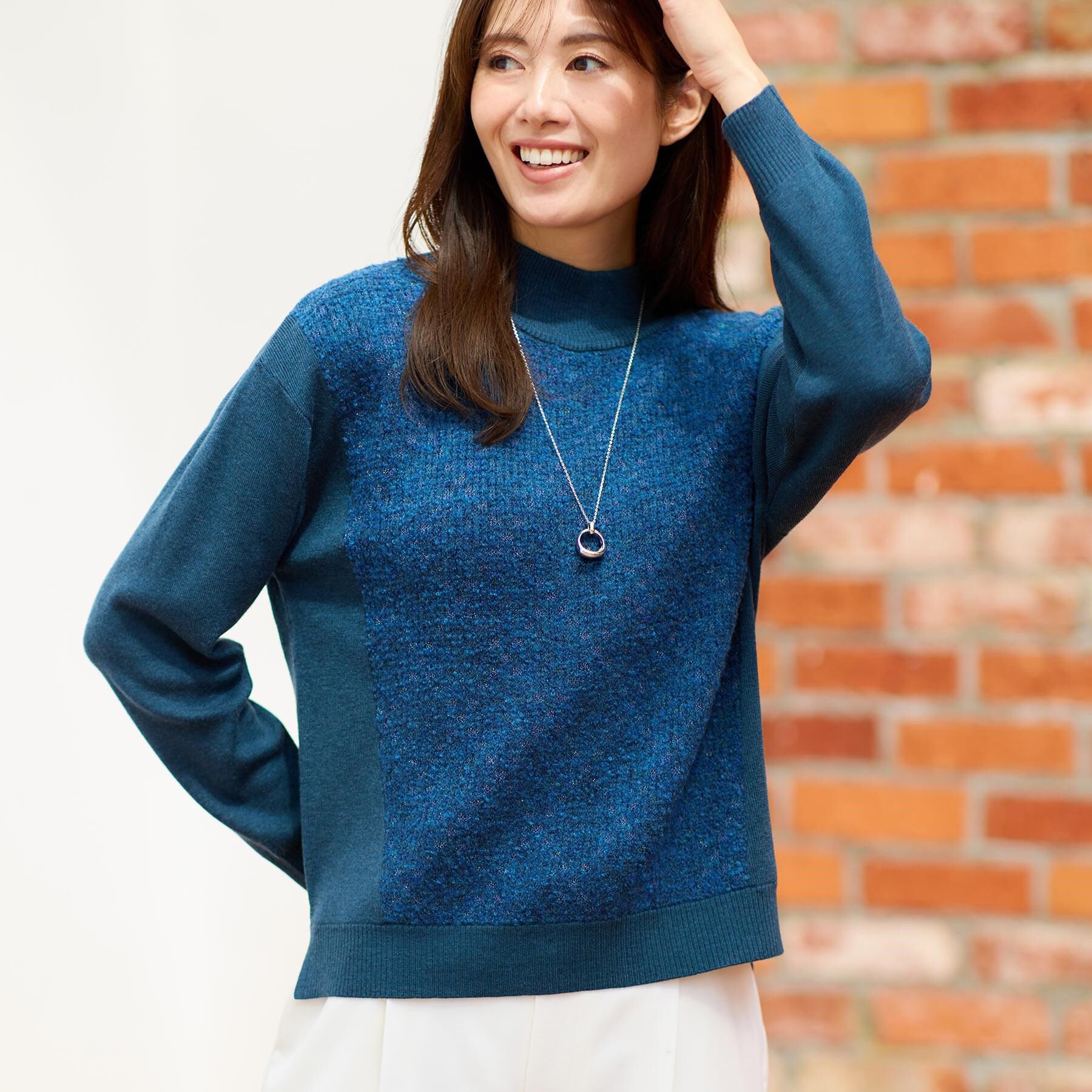 Reflect「アーガイル柄ハイネックニット」|ニット・セーター|ブルーグリーン(49