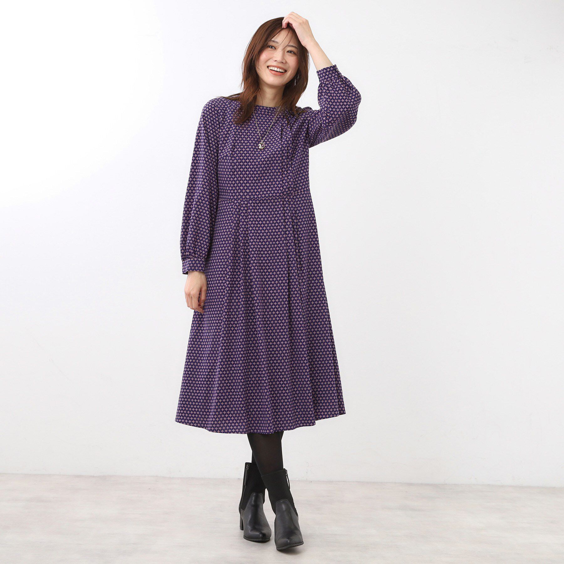 Reflect「【通勤にもお出かけにも◎】ジオメプリントクラシカルワンピース」|ワンピース|