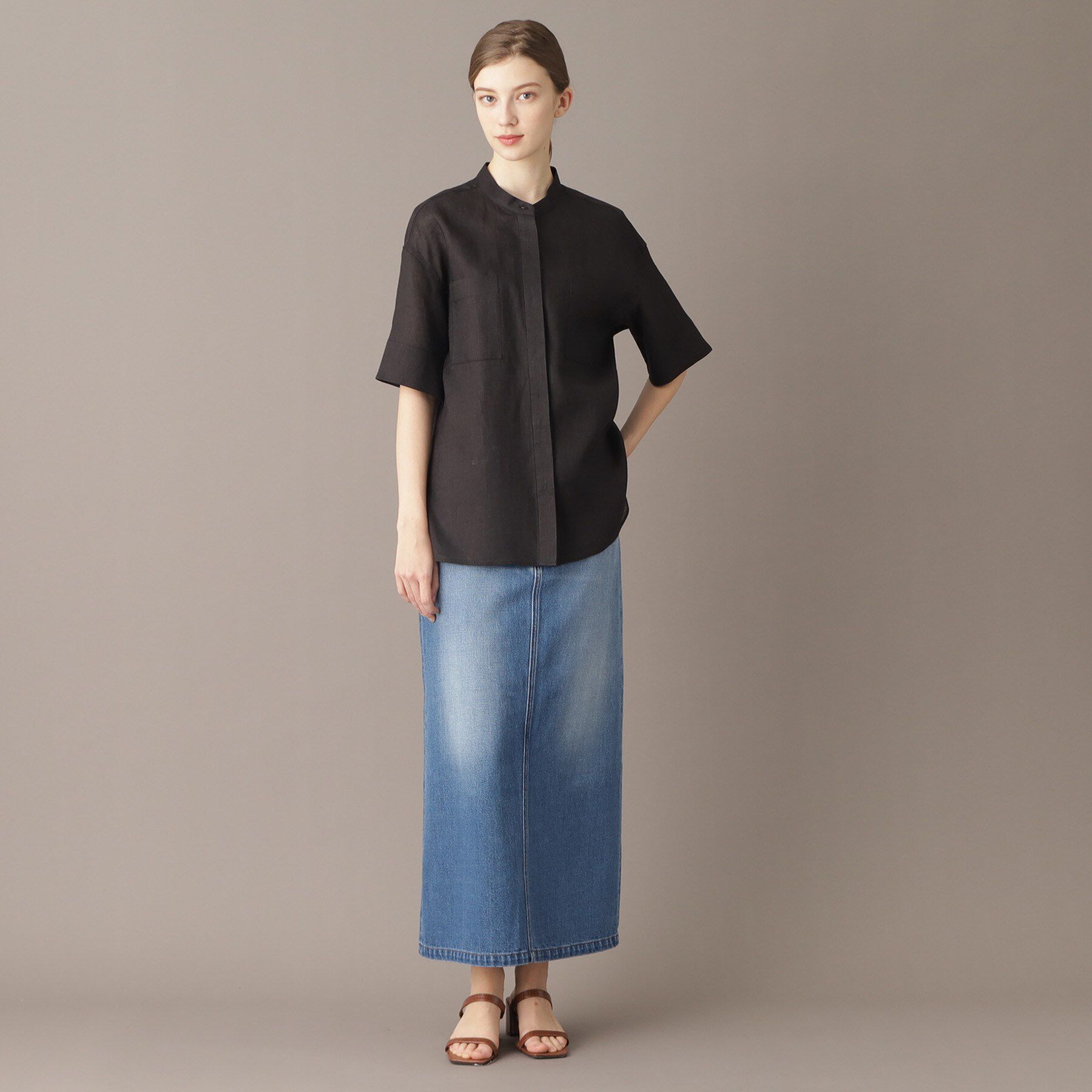 DRESSTERIOR「【リネン100％/洗える】フレンチリネンハーフスリーブシャツ」|シャツ・ブラウス|