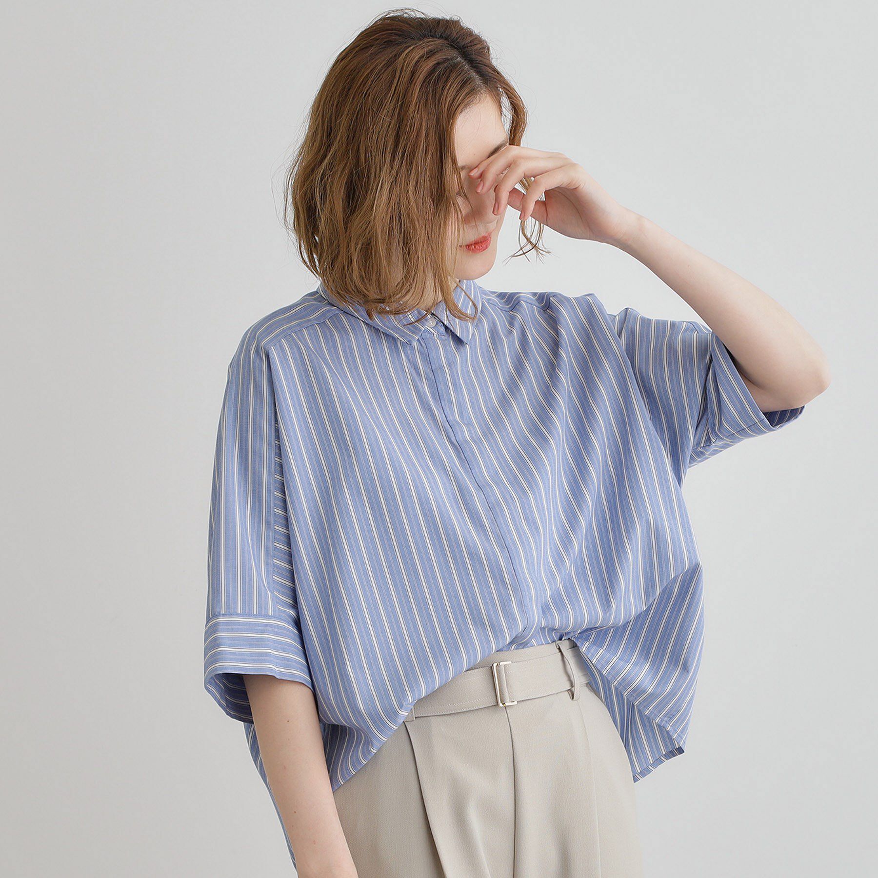 grove「【夏に嬉しい機能付き】ドルマンクロップドシャツ」|シャツ・ブラウス|