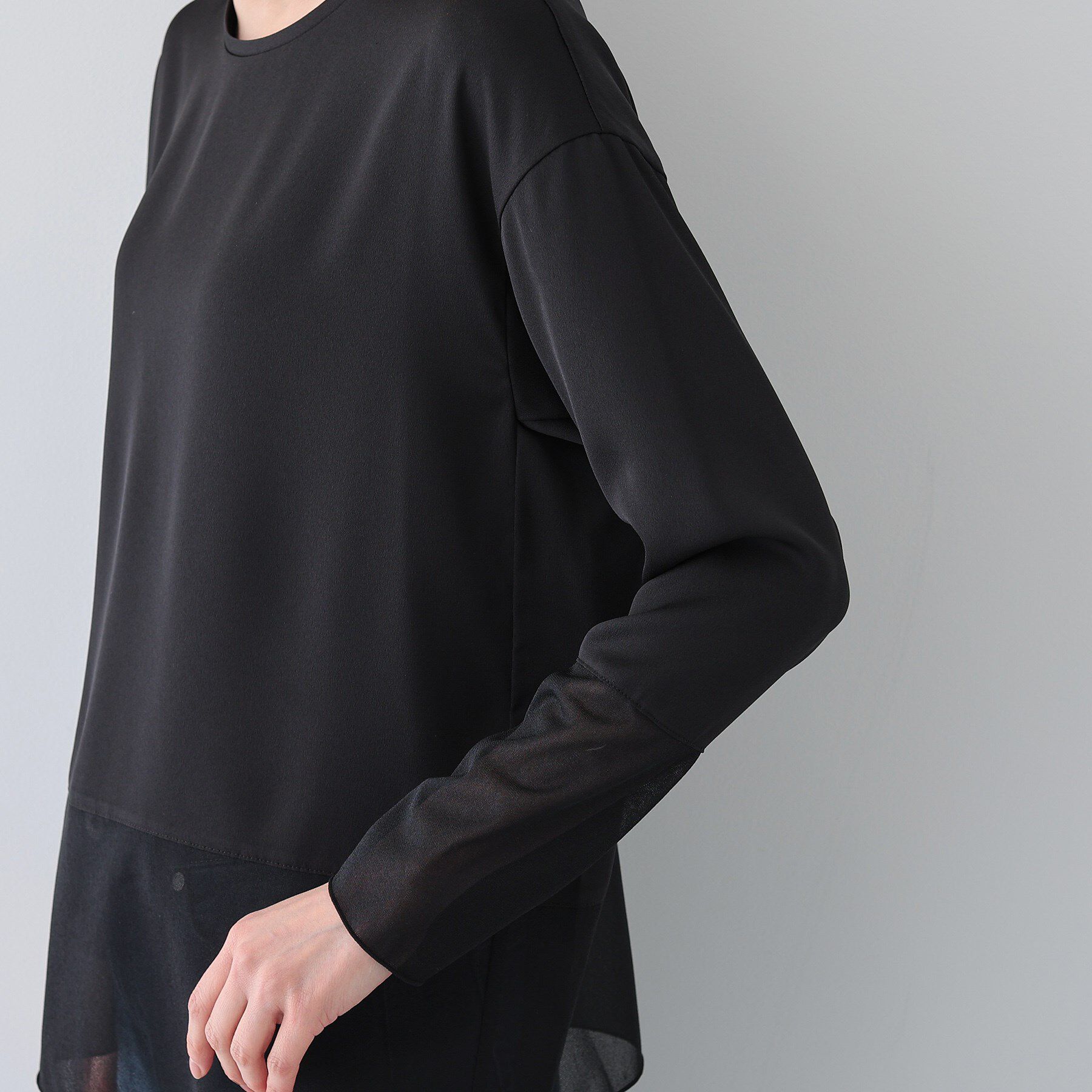 INDIVI「【洗える】袖＆裾 シアーデザイントップス」|Tシャツ・カットソー|