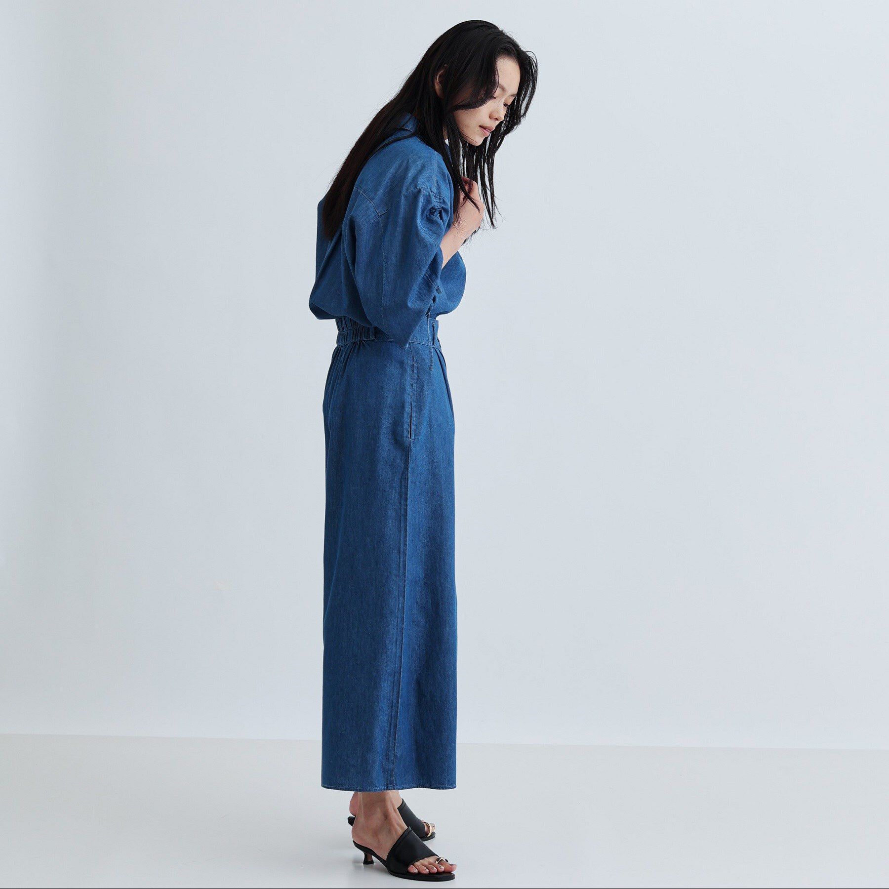 GALLEST「【セットアップ可能】ダンガリータックフレアパンツ」|その他|