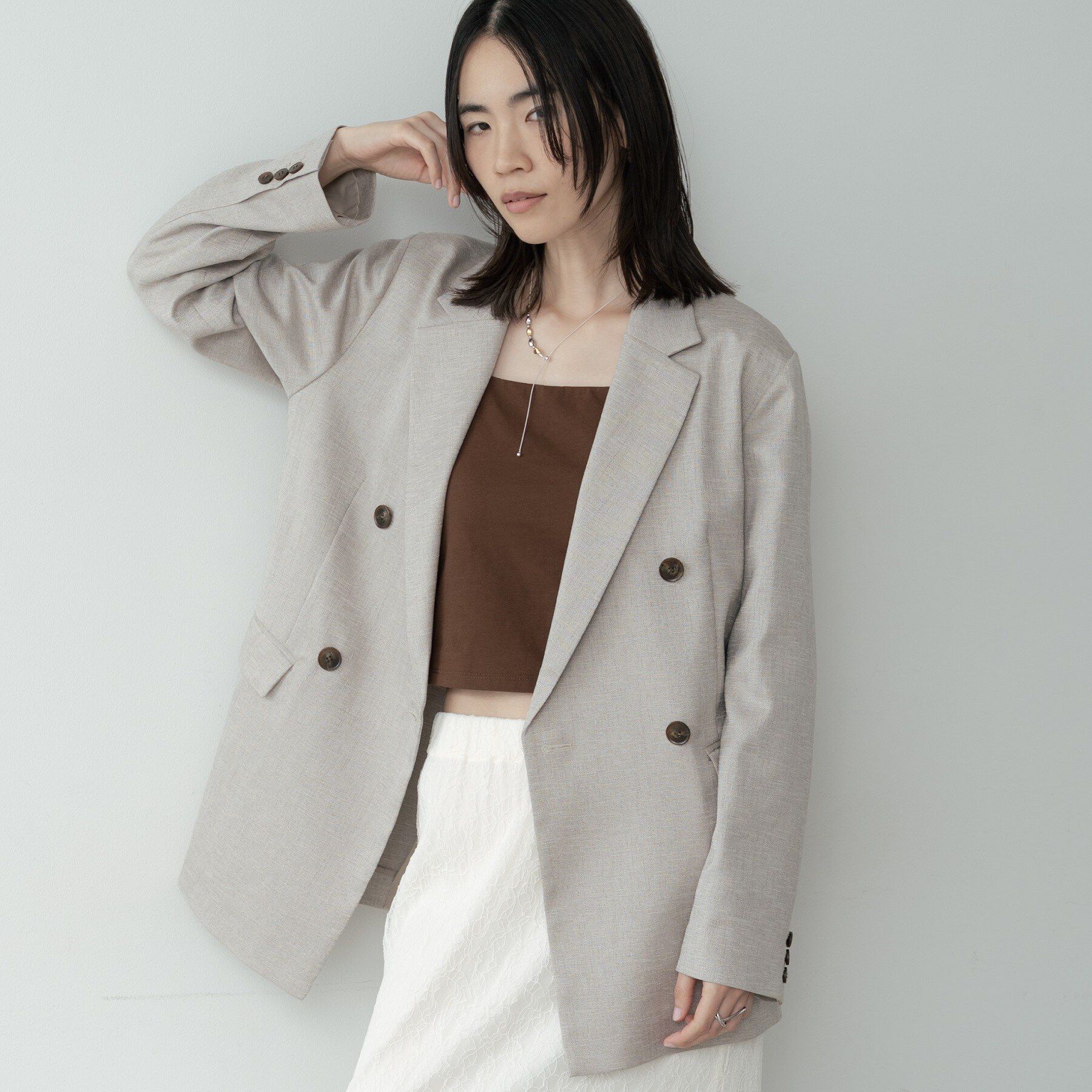 GALLEST「ダブルブレストオーバージャケット」|テーラードジャケット|ライトベージュ(05