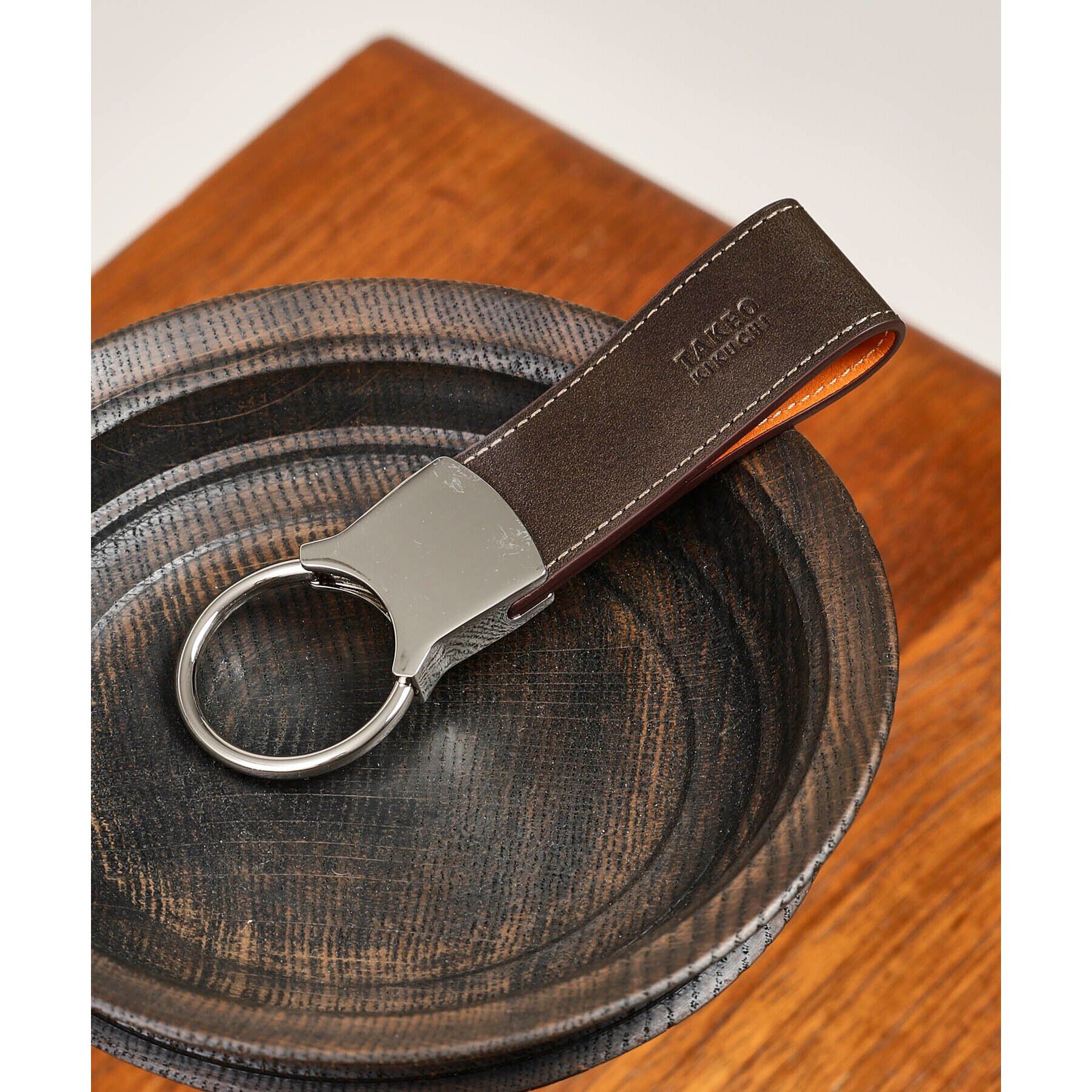 TAKEO KIKUCHI「アンティーク調レザー キーホルダー」|キーケース|ダークブラウン(54