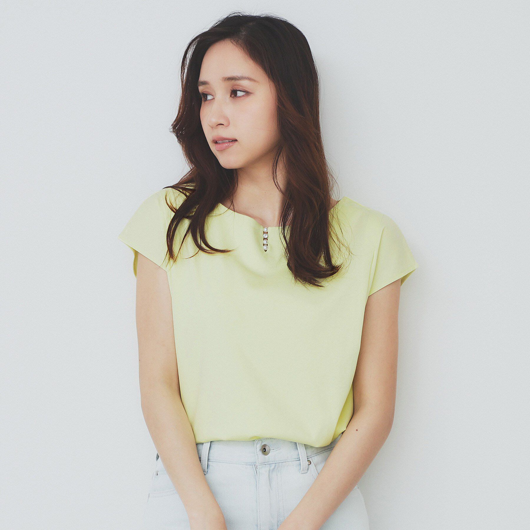 index「《6色展開/XS-3サイズ》キーネックビジュートップス【UV/接触冷感/洗濯機洗い可】」|Tシャツ・カットソー|