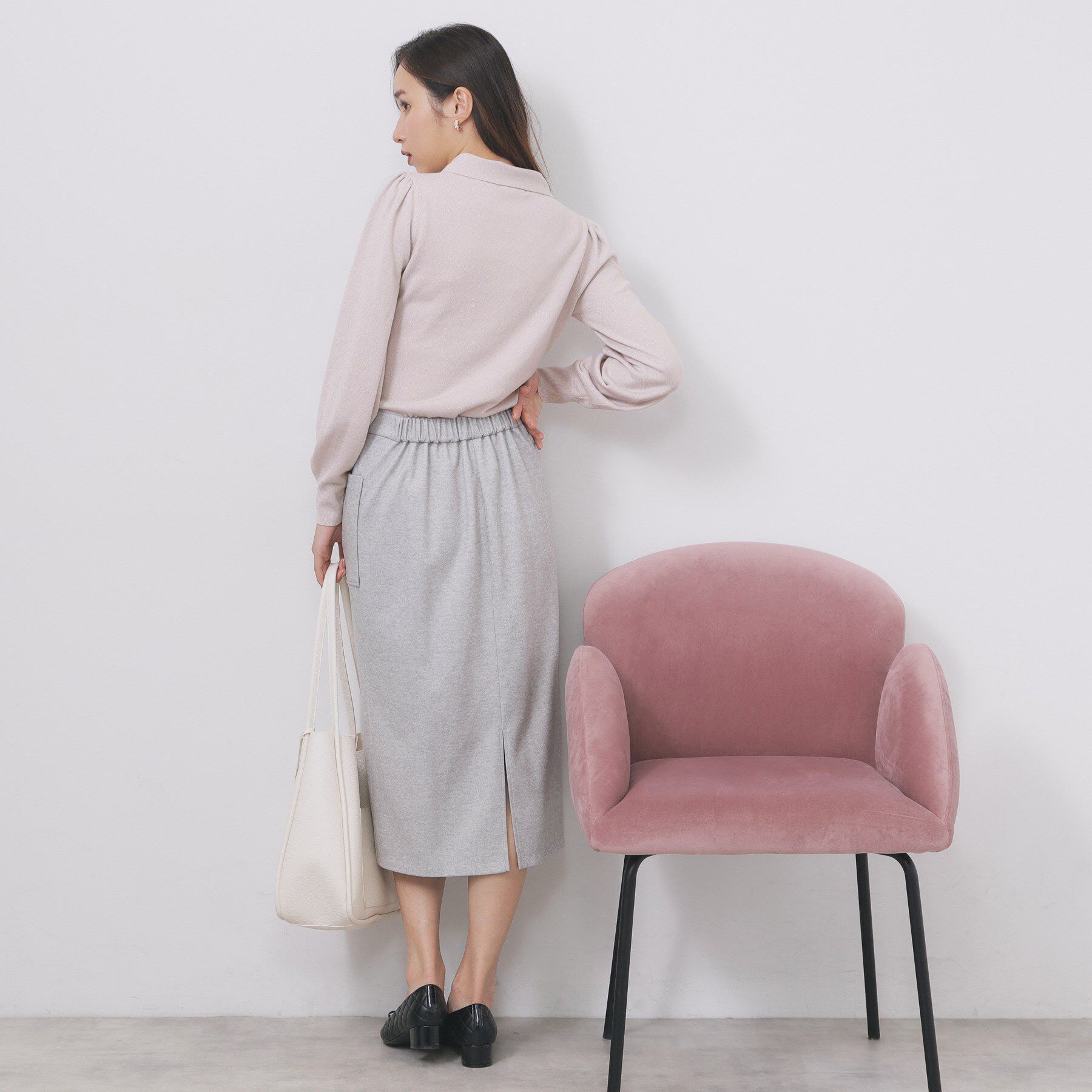 index「ゴールドパーツ付きボウタイニット【洗濯機OK】《10col/XS～LL》」|ニット・セーター|