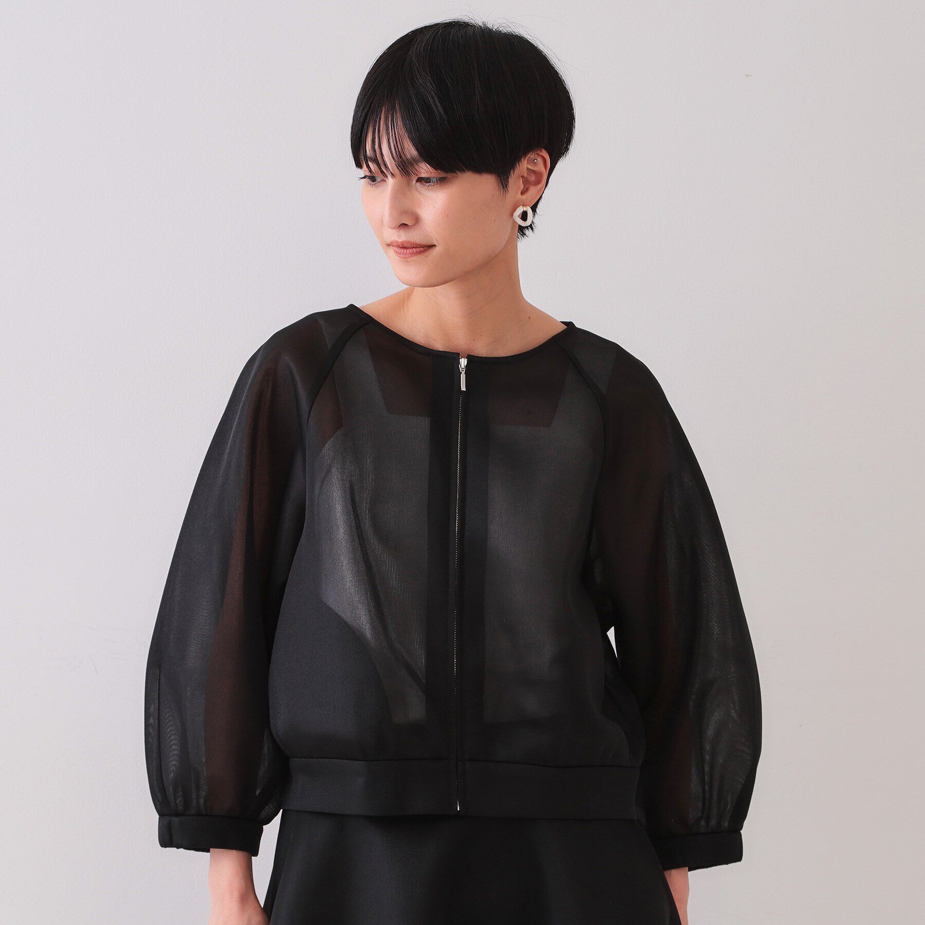 OPAQUE.CLIP「スポンディッシュシアーノーカラーブルゾン【洗濯機洗い可】」|ブルゾン・スタジャン|