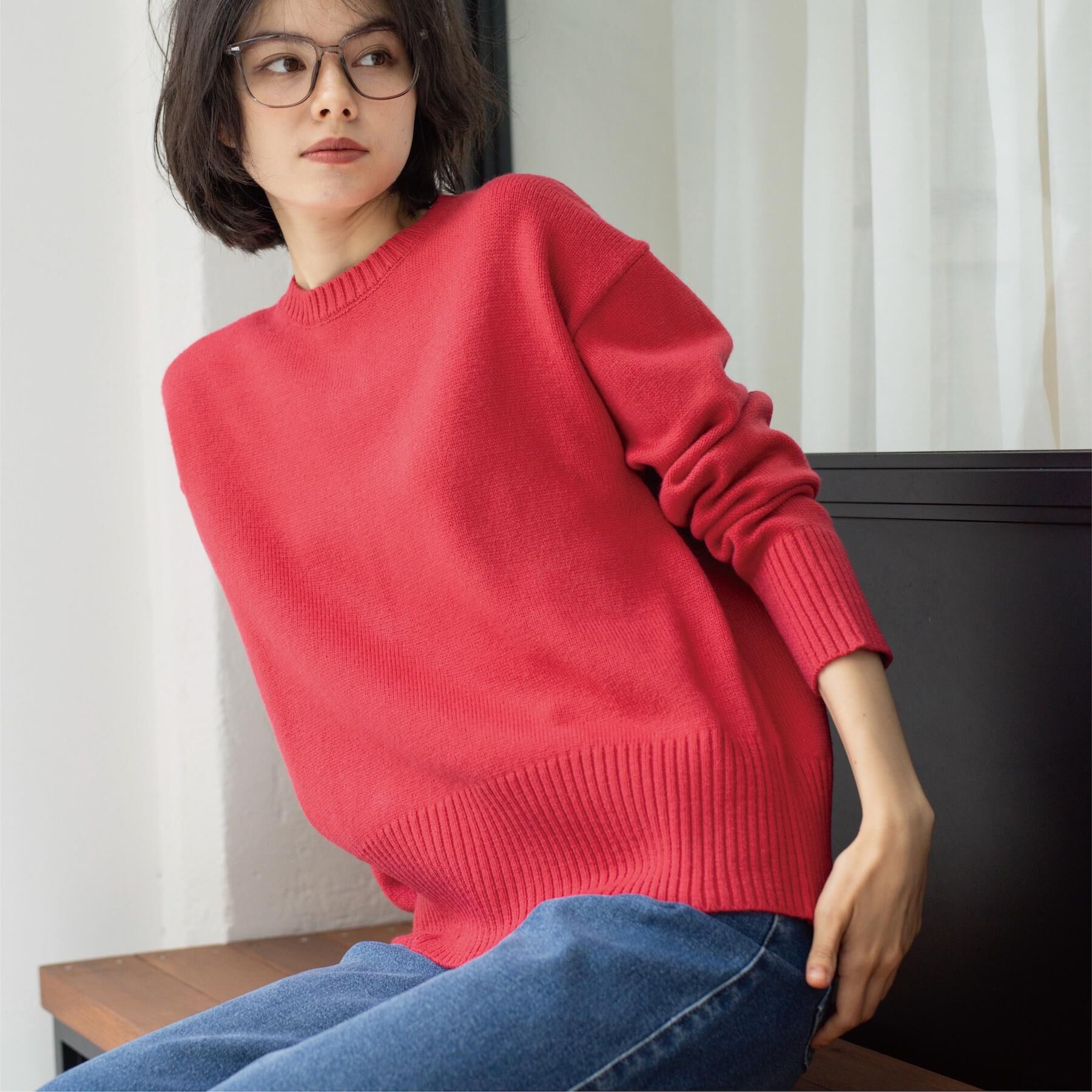 OPAQUE.CLIP「バックボタンリラクシーニット【洗濯機OK】」|ニット・セーター|