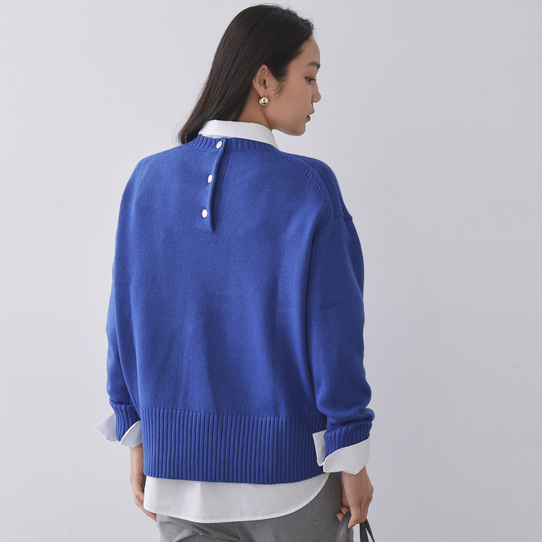 OPAQUE.CLIP「バックボタンリラクシーニット【洗濯機OK】」|ニット・セーター|