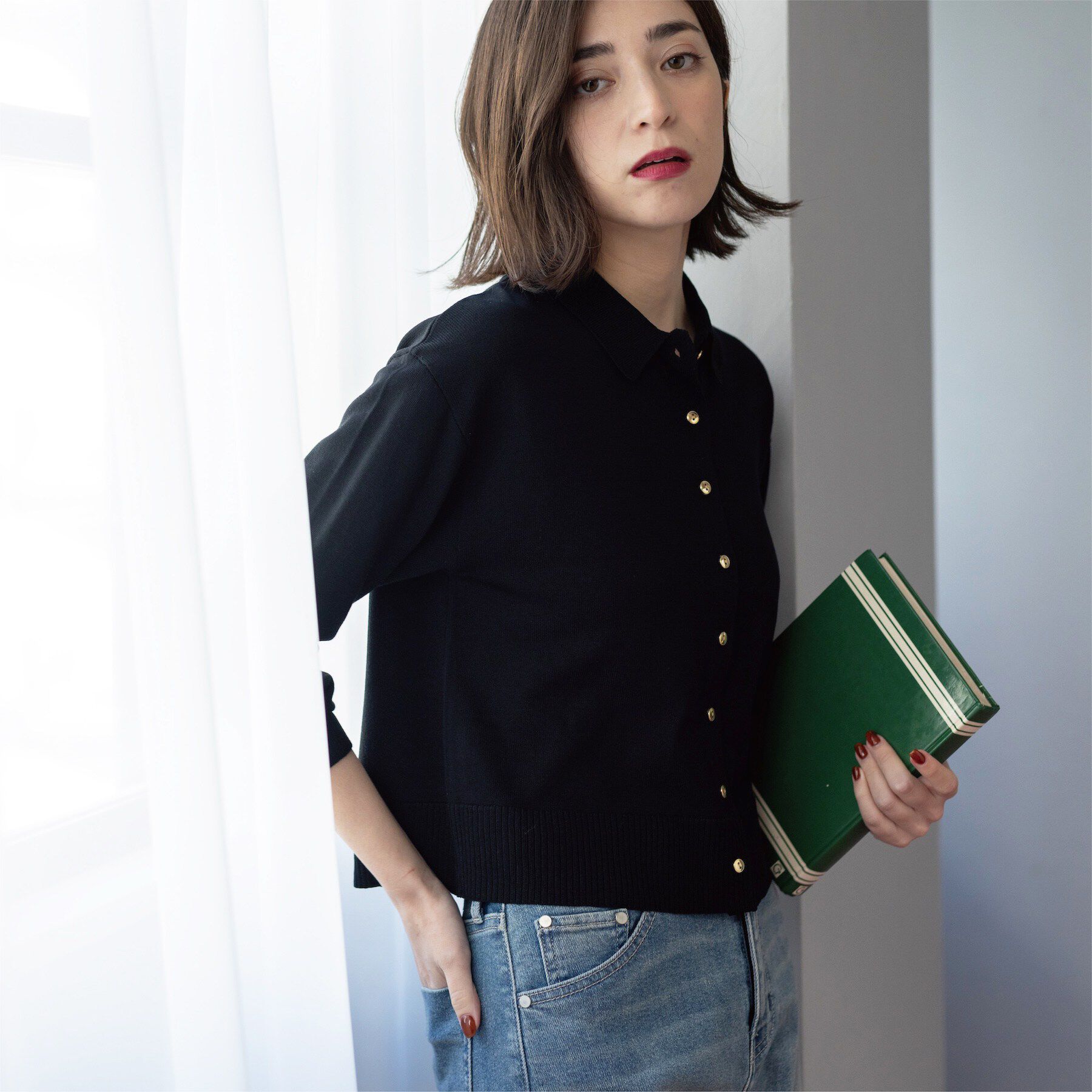 OPAQUE.CLIP「ポロネックカーディガン」|カーディガン|