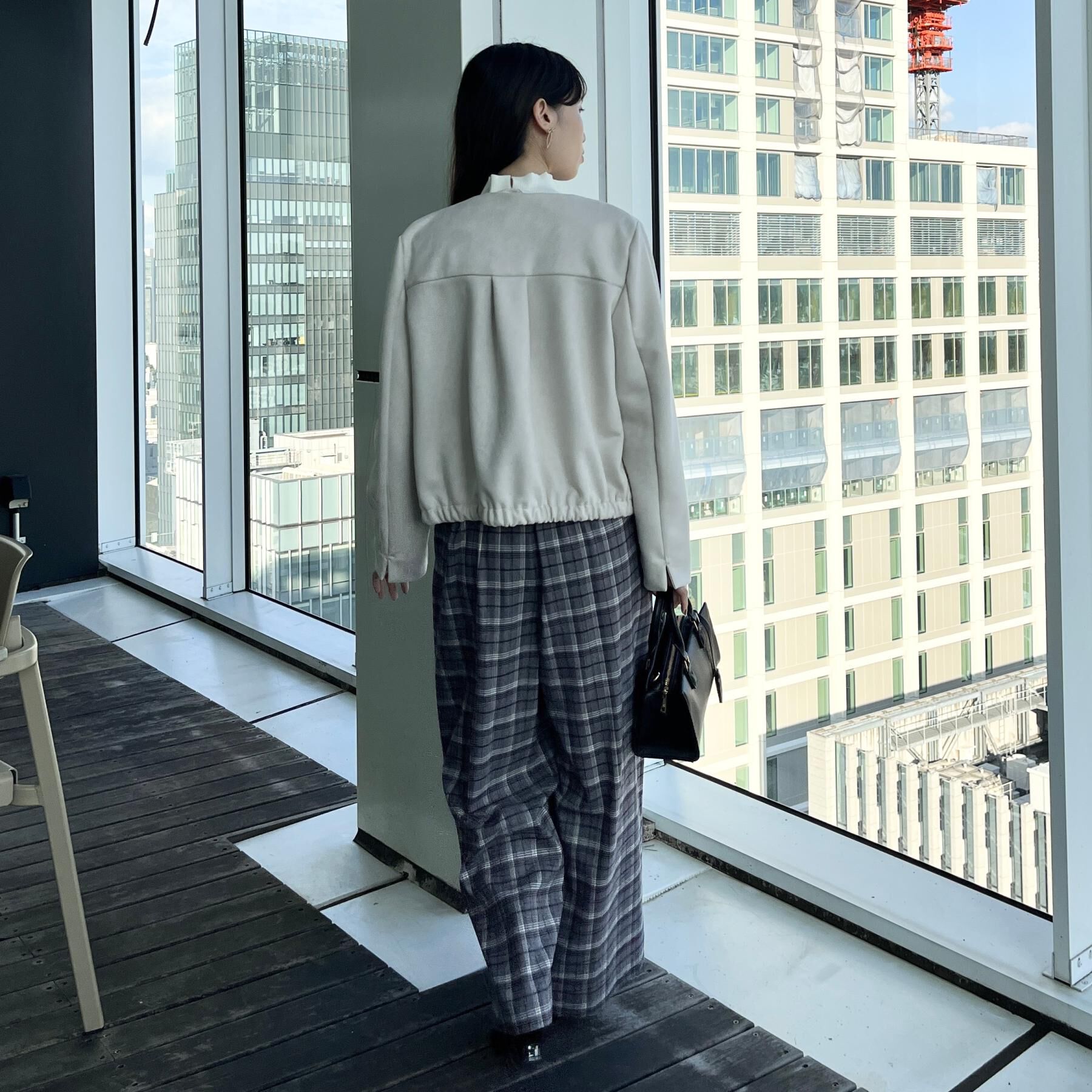 Couture broach「【通勤・大人上品】スエード調ダンボール ノーカラージャケット」|ブルゾン・スタジャン|