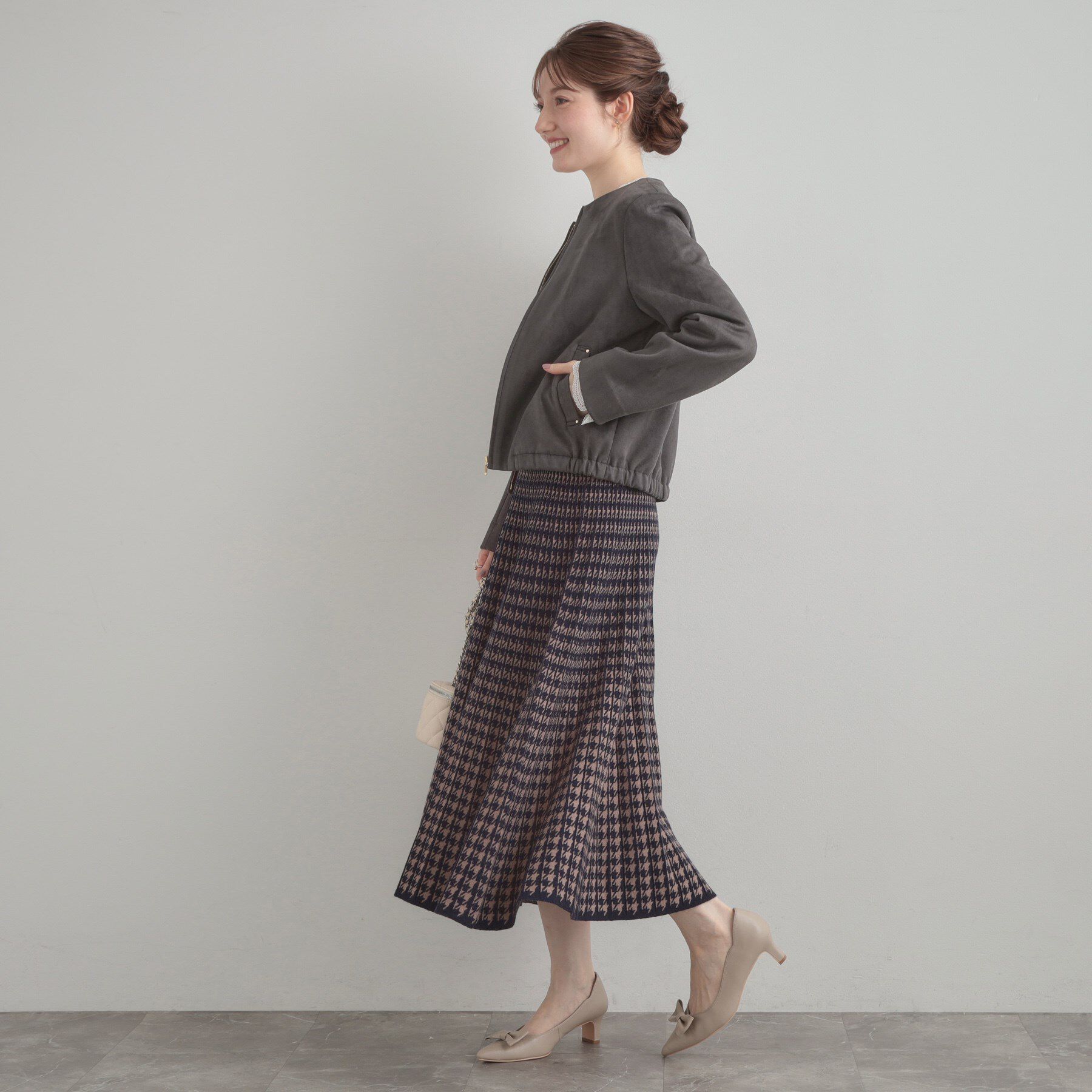 Couture broach「【通勤・大人上品】スエード調ダンボール ノーカラージャケット」|ブルゾン・スタジャン|